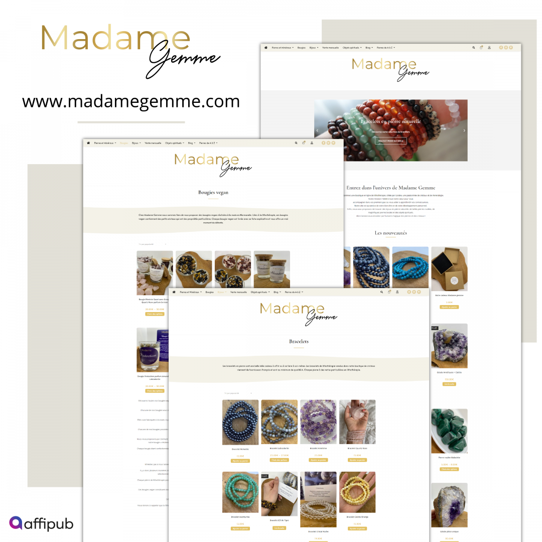 Site internet e-commerce Madame Gemme